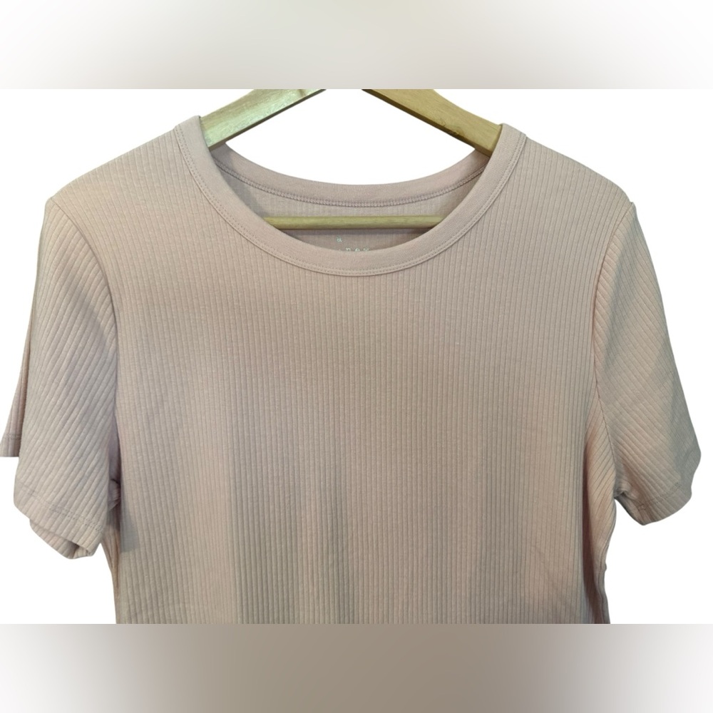 a new day Pale Blush Pink Ribbed Short Sleeve Tee T Shirt - Picture 4 of 8